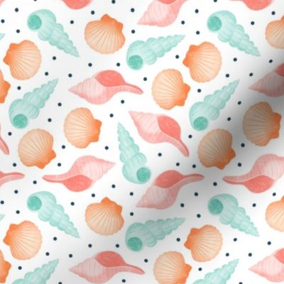 Seashells - multi - beach summer fabric - LAD21