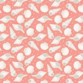 (small scale) Seashells - coral - beach summer fabric - LAD21