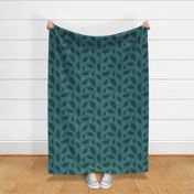 Autumn Leaves Textured Teal Large Scale