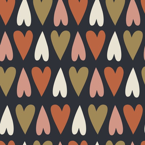 Hearts in Warm Winter Colours