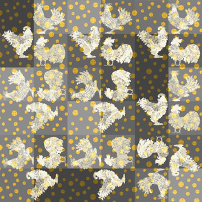 Cream of Chicken Noodle Yellow dots 3 inch  Grey Square