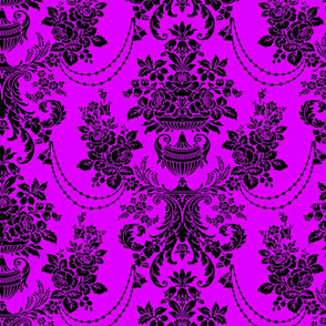 Pink And Black Vintage Baroque Floral Pattern