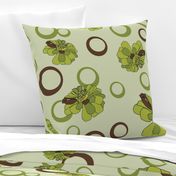 Fall for You Green floral brown circles