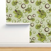 Fall for You Green floral brown circles