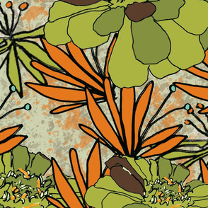 Fall for You green and orange florals