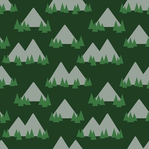 Mountains and Trees on Green