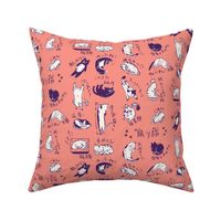 sleeping cats japanese purple pink cream