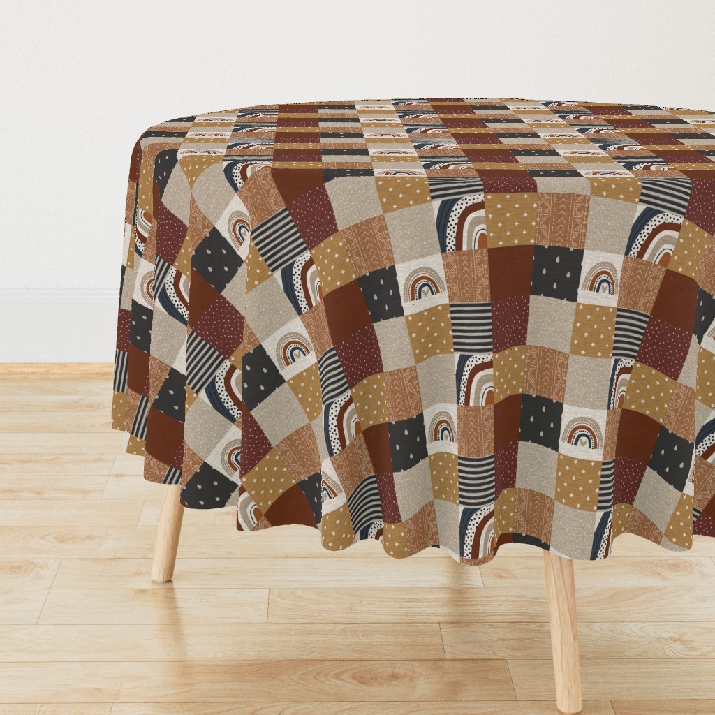 3” Scandi rainbow patchwork - natural