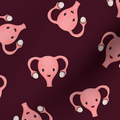 Happy Cute Uterus, burgundy, large