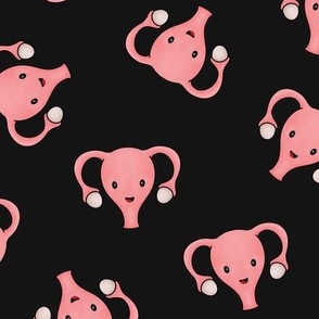 Happy Cute Uterus, black, large