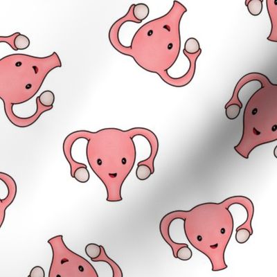 Happy Cute Uterus, white, large