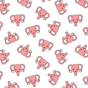 Happy Cute Uterus, white