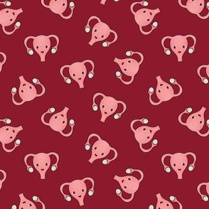 Happy Cute Uterus, blood red