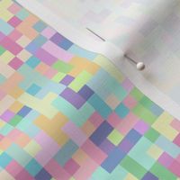Mosaic pixel squares, pastel rainbow