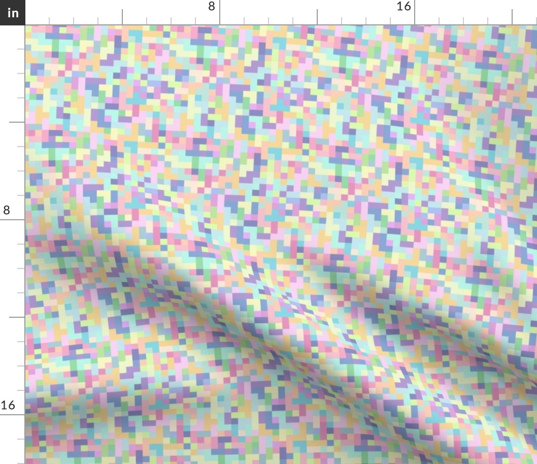 Mosaic pixel squares, pastel rainbow