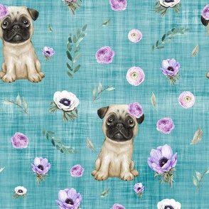 pug teal linen