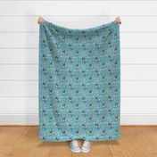 border collie teal linen