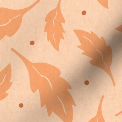 Autumn Leaves Textured Light Peach Large Scale