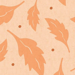 Autumn Leaves Textured Light Peach Large Scale