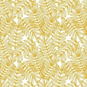 Tropical Palm Fronds in Goldenrod Yellow on White - Small