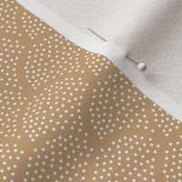 Tiny little speckled scales spots in abstract waves water shape dots texture neutral nursery cinnamon ochre yellow camel white 