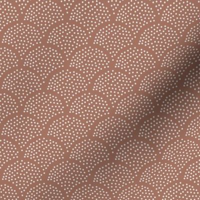 Tiny little speckled scales spots in abstract waves water shape dots texture neutral nursery terra cotta stone red brown 