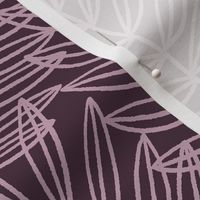 Tropical Palm Fronds in Purple on Plum - Large