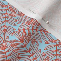 Tropical Palm Fronds in Retro Red and Blue - Small