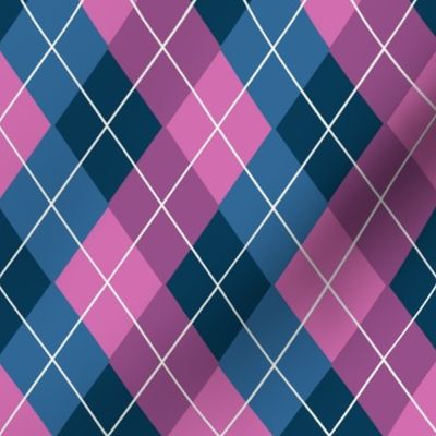 Overlapping Argyle Plaid in Pink Lavender Colonial and Slate Blue