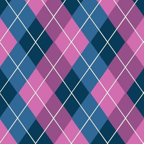 Overlapping Argyle Plaid in Pink Lavender Colonial and Slate Blue