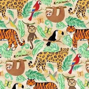 Wild And Wonderful Jungle Friends - Light Beige Background + Small