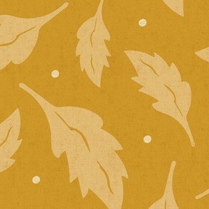 Autumn Leaves Textured Goldenrod Yellow Large Scale