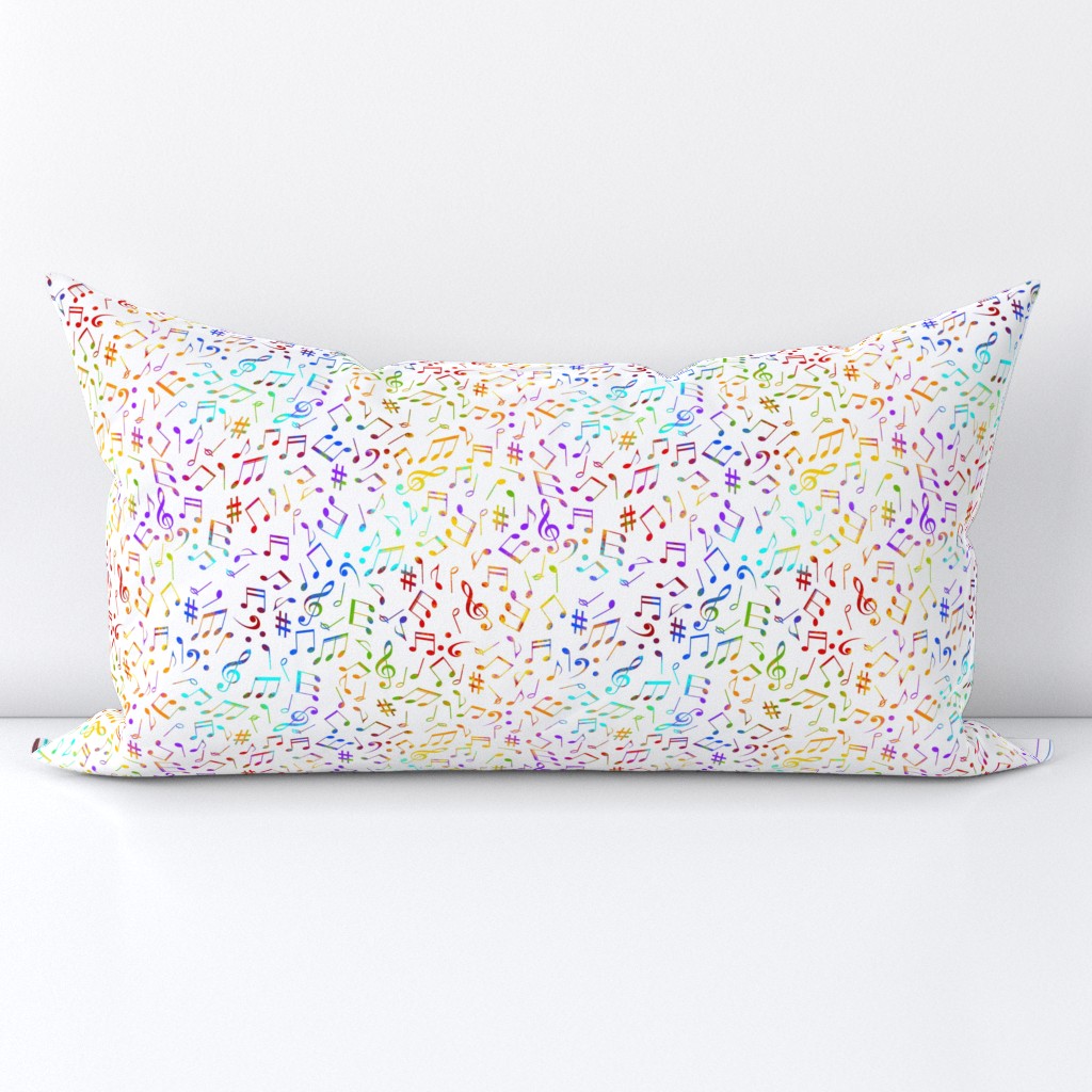 scattered music notes rainbow on white small scale