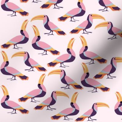 Cute Toucans on Pink Background