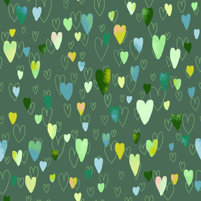 layered hearts with dark green