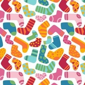 Colorful fun socks pajama collection white