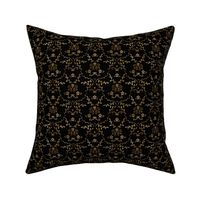 Faux Gold Damask on Black