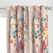 Chinoiserie floral bouquet watercolor - Rose quartz - Jumbo Large - Chinoiserie Floral Wallpaper