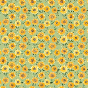 Sunflowers watercolor Green Micro