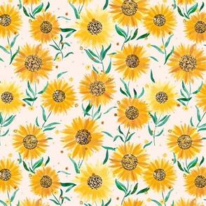 Sunflowers watercolor Ecru Micro