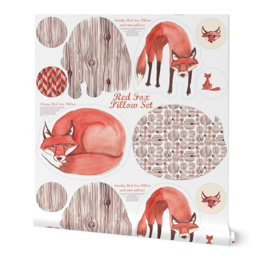 Red Fox Pillow Set (please zoom for details!)