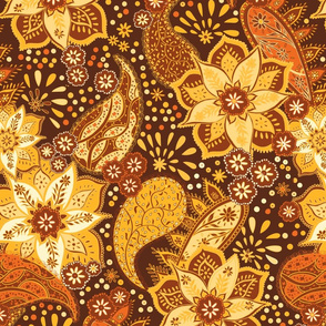 Golden indian paisley pattern. Indian fabric design :: Behance