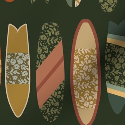 Large Scale - Color Block Surf Boards with Isabella Floral -darkgreen
