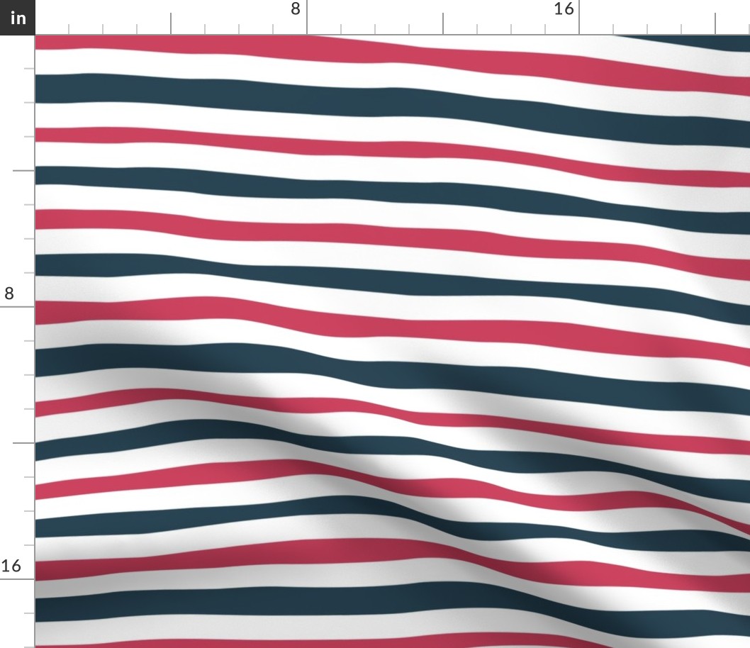 Small scale // Nautical stripes coordinate // white blue and red