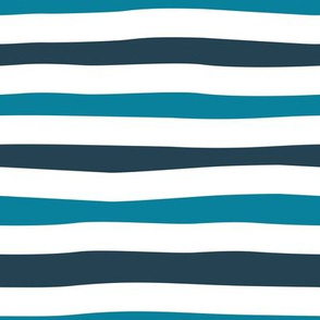 Small scale // Nautical stripes coordinate // white blue and turquoise