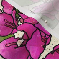 WATERCOLOR BOUGAINVILLE WREATHS on CREAM BACKGROUND