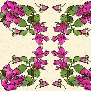 WATERCOLOR BOUGAINVILLE WREATHS on CREAM BACKGROUND