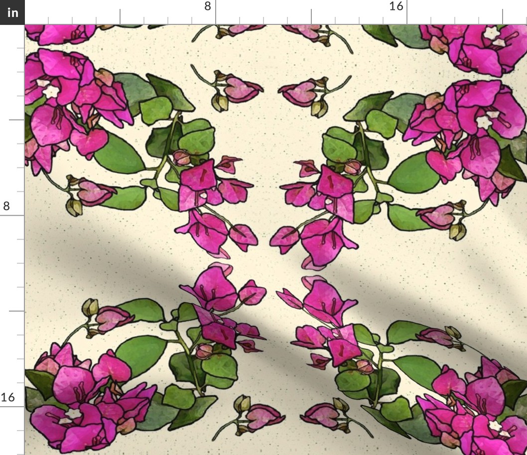 WATERCOLOR BOUGAINVILLE WREATHS on CREAM BACKGROUND