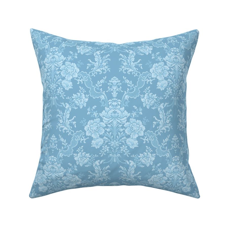 Elegant Pastel Floral Damask-Blue