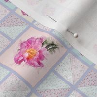 4x4-Inch Repeat of Peony Faux Quilt Top III